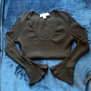 Amour Vert ribbed modal scoop neck bell sleeve XS